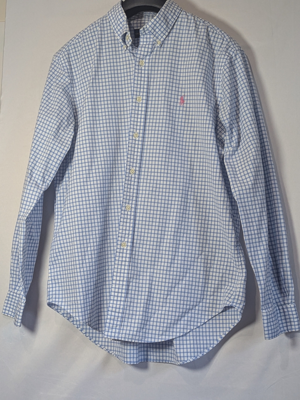 Ralph Lauren Men’s L Blue White Gingham Classic Fit Button Down Shirt